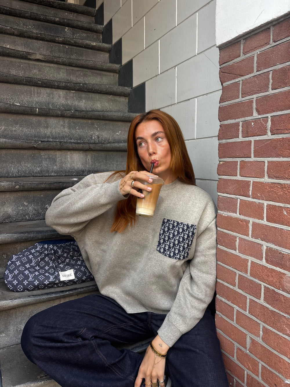 PULL/SWEAT GRIJS/DIOR BLAUW