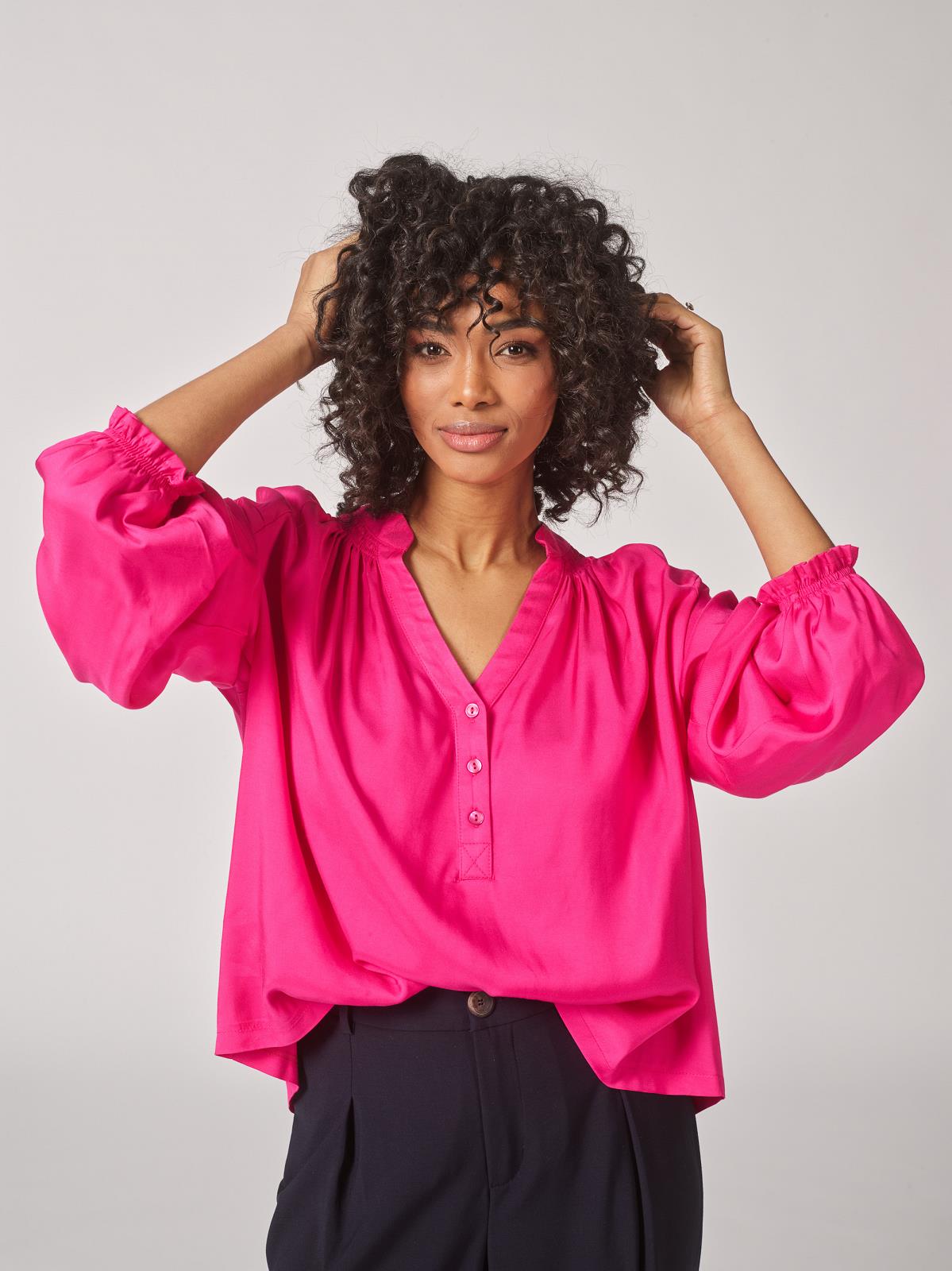 BLOUSE LS-*-UNI-FUCHSIA