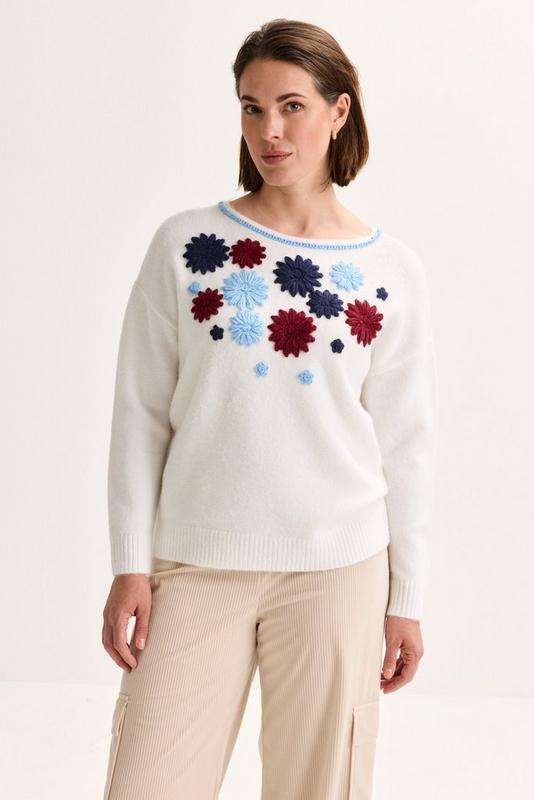 PULL LS-ON-UNI+APPLI-BEIGE