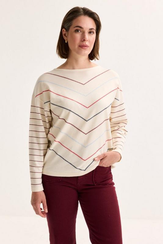 PULL LS-ON-UNI+STRIPE-OFF-WHITE