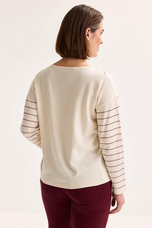 PULL LS-ON-UNI+STRIPE-OFF-WHITE