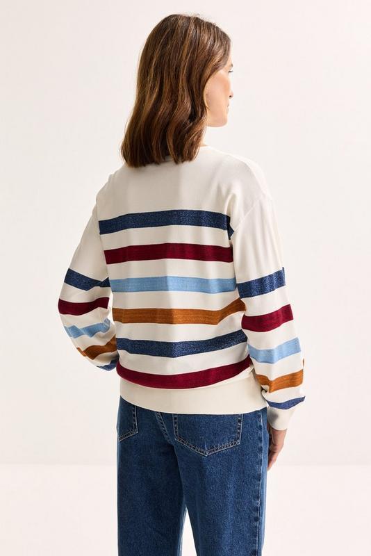 PULL LS-ON-UNI+STRIPE-OFF-WHITE