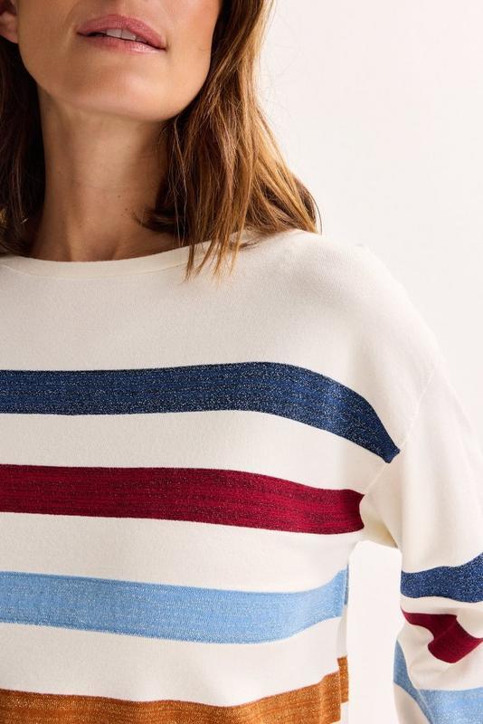 PULL LS-ON-UNI+STRIPE-OFF-WHITE