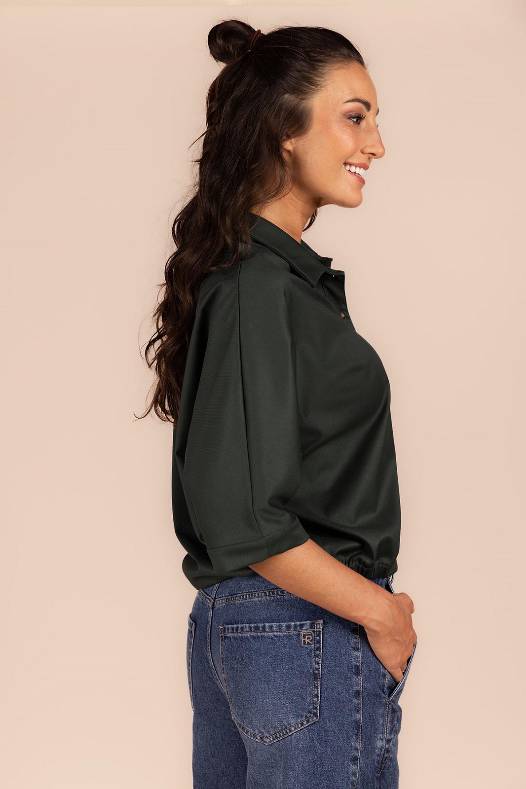 BLOUSE 3/4S-*-UNI-GREEN DARK