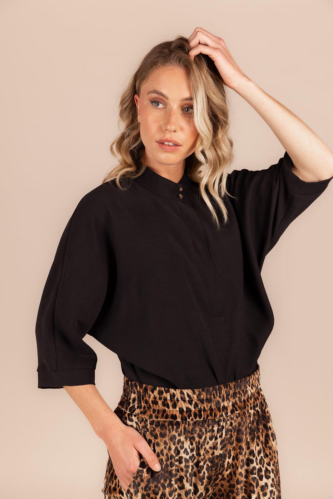 BLOUSE 3/4S-*-UNI-BLACK