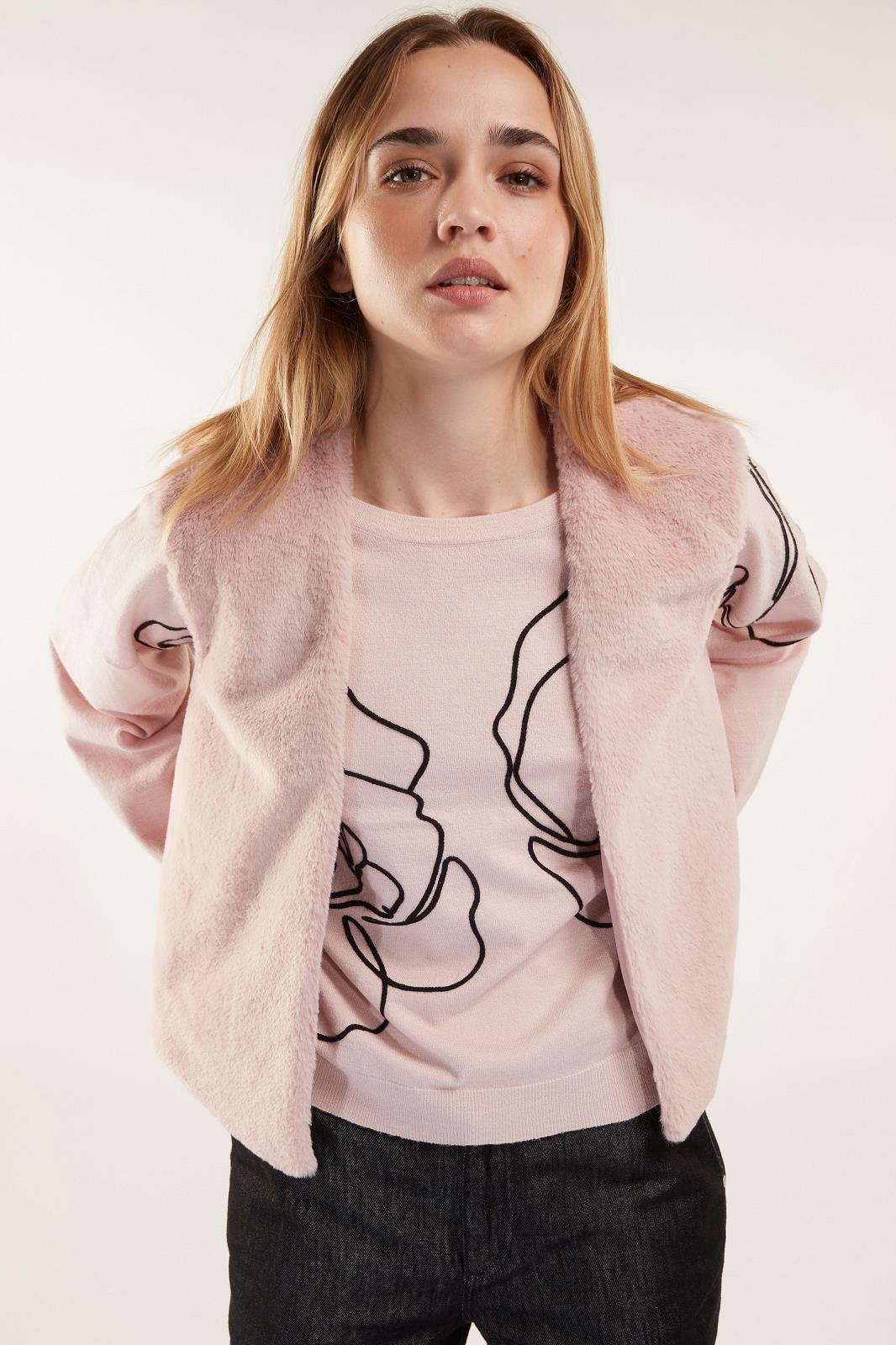 WAISTCOAT-FUR (FAKE)-UNI-PINK
