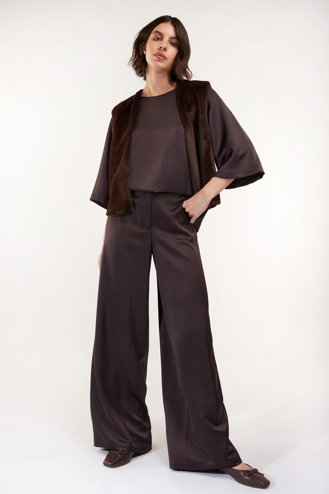 WAISTCOAT-FUR (FAKE)-UNI-BROWN