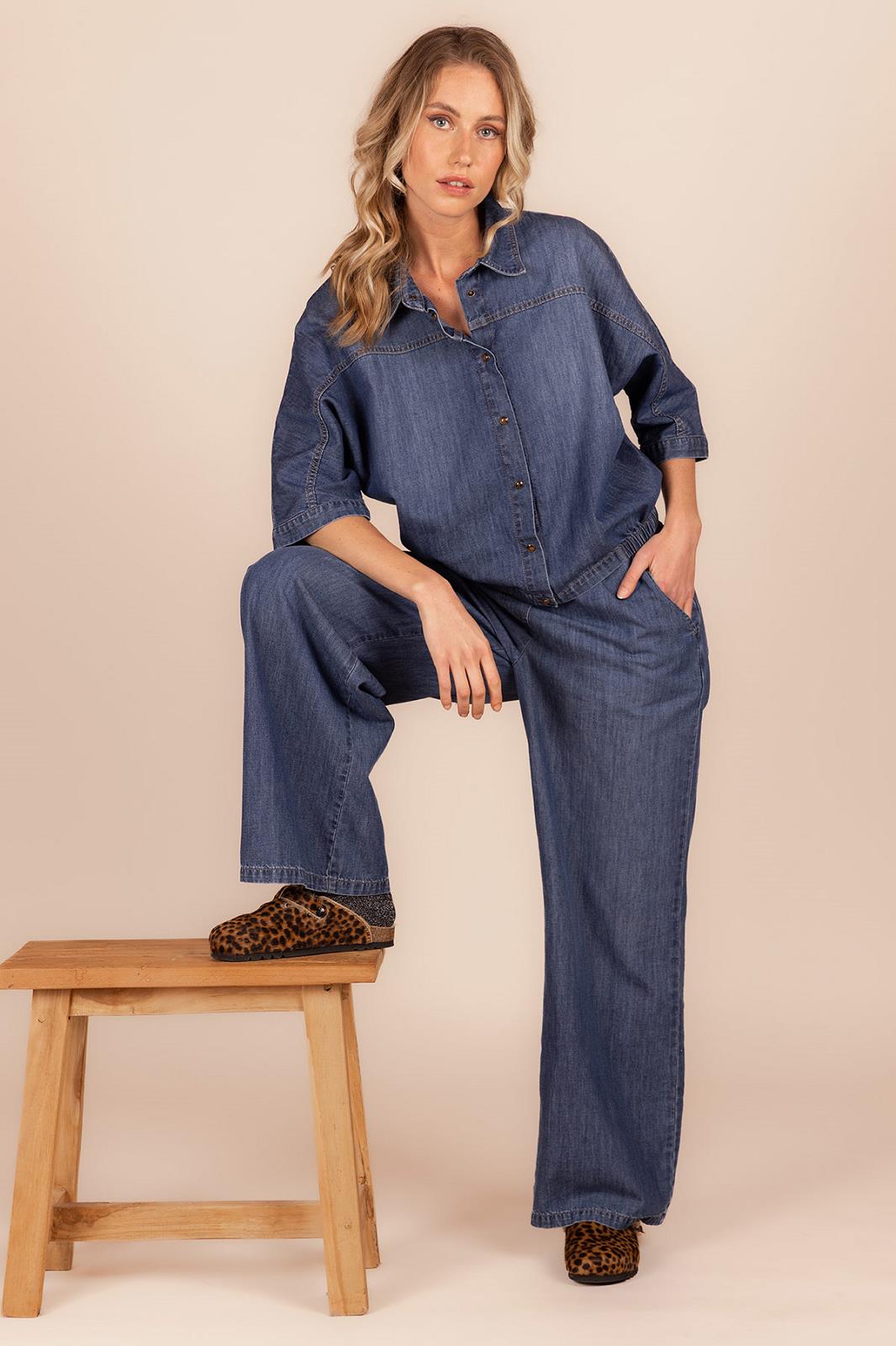 BLOUSE 3/4S-*-UNI-INDIGO