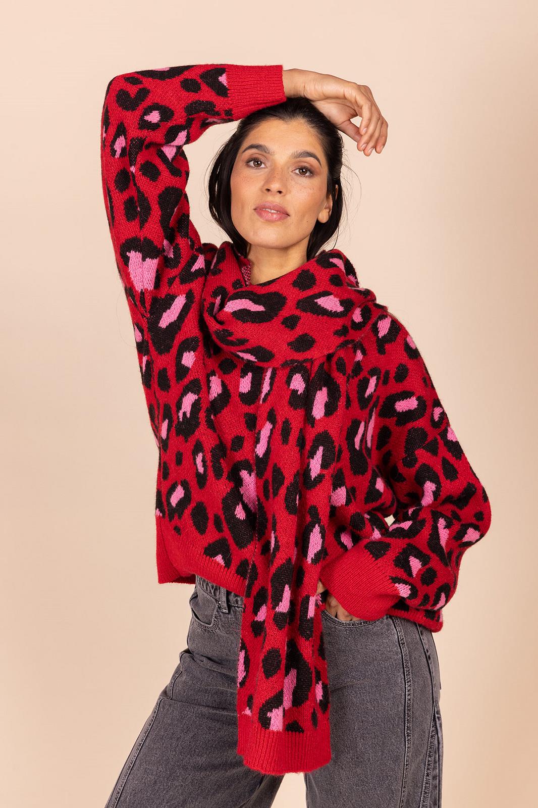 SCARF-*-PRINT-RED