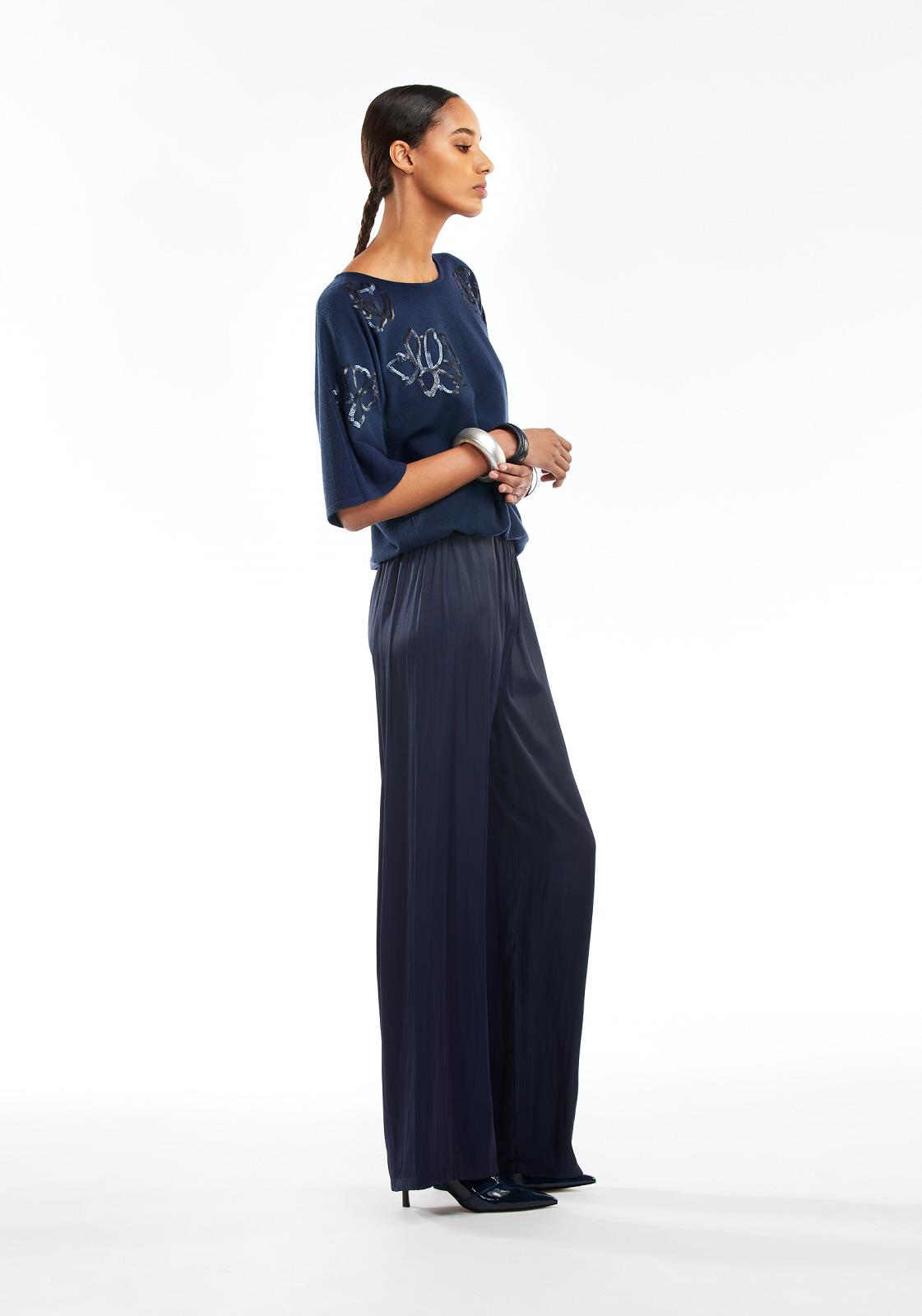 PULL 3/4S-ON-UNI+APPLI-BLUE DARK (NAVY)