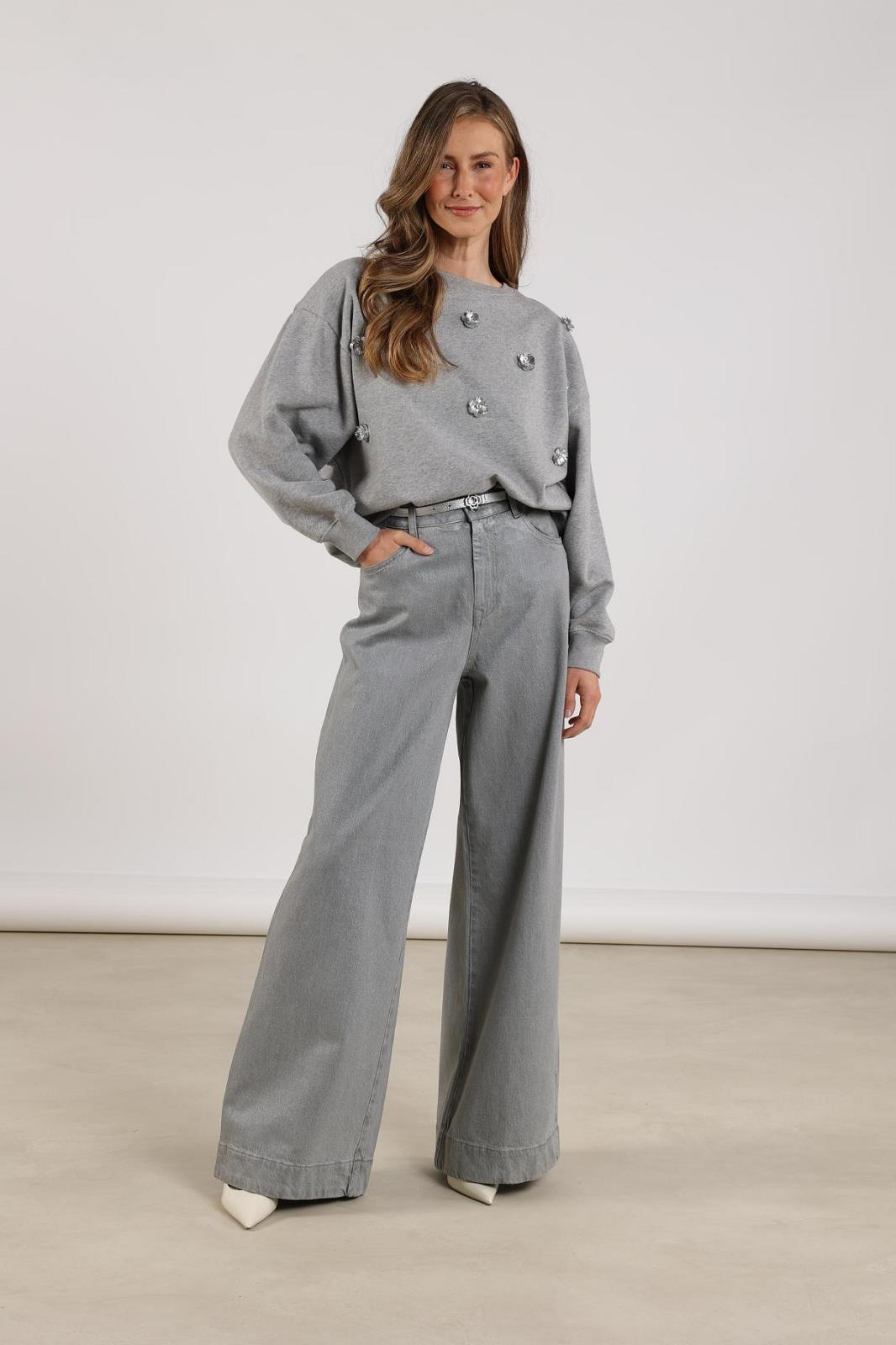 SWEATER LS-ON-UNI+APPLI-GREY