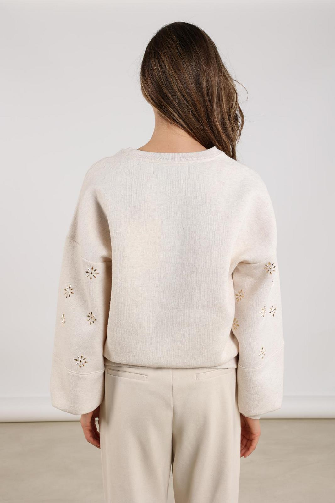 SWEATER LS-ON-UNI+APPLI-BEIGE LIGHT