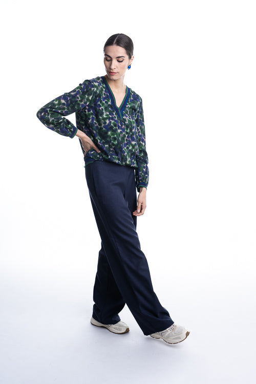 BLOUSE LS-*-PRINT-GREEN