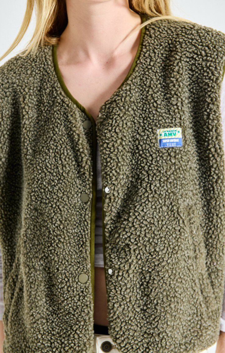 WAISTCOAT-FUR (FAKE)-UNI-KHAKI