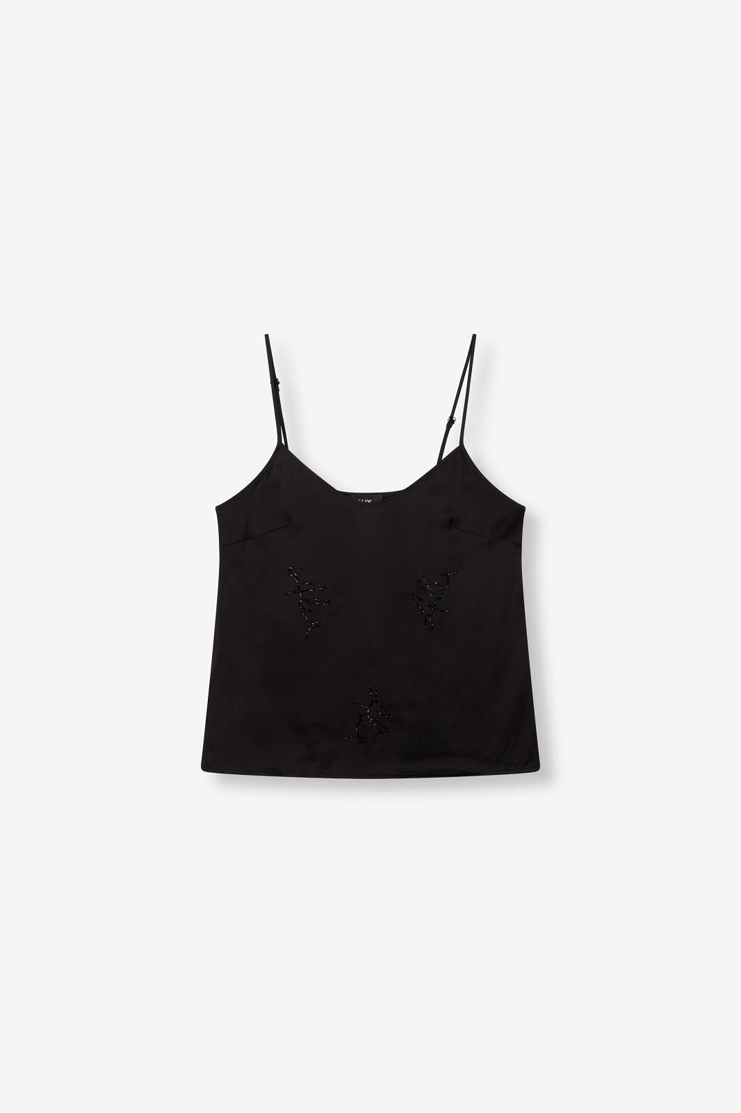 TOP DRESSED-*-UNI+APPLI-BLACK