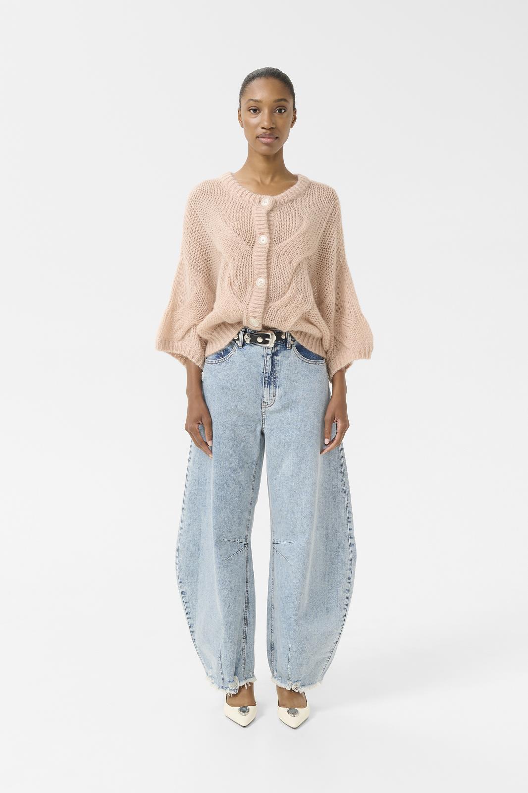 CARDIGAN KNIT N SS-ON-UNI-PINK LIGHT