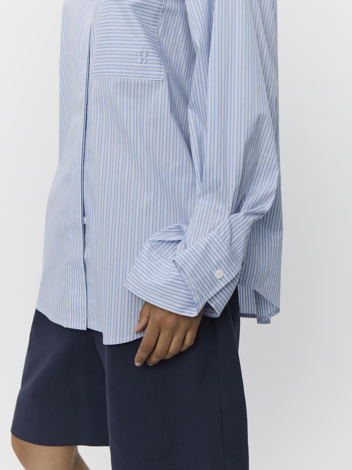 BLOUSE LS-*-STRIPE-BLUE LIGHT