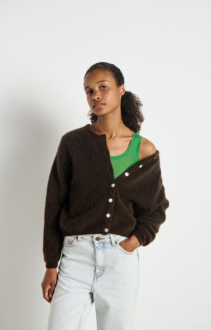 CARDIGAN KNIT N LS-ON-CHINE-BROWN